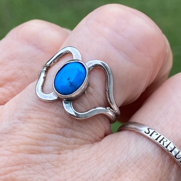 Vintage Genuine Turquoise silver ring size 7 - Picture 8 of 11